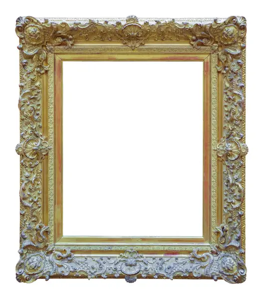 Beyaz bir arkaplanda izole edilmiş eski klasik altın çerçeve