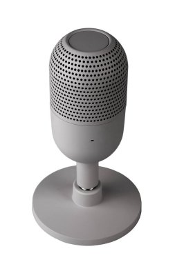 Modern gri mikrofon beyaz arkaplanda izole edildi