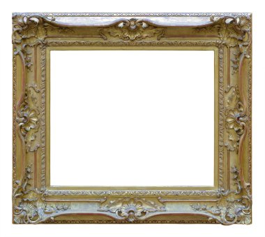 Beyaz bir arkaplanda izole edilmiş eski klasik altın çerçeve