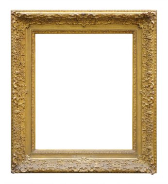 Beyaz bir arkaplanda izole edilmiş eski klasik altın çerçeve