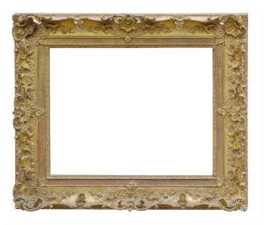 Beyaz bir arkaplanda izole edilmiş eski klasik altın çerçeve