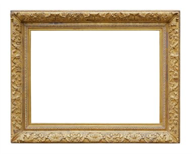 Beyaz bir arkaplanda izole edilmiş eski klasik altın çerçeve