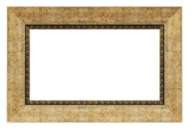 Beyaz arkaplanda izole edilmiş eski tarz altın çerçeve