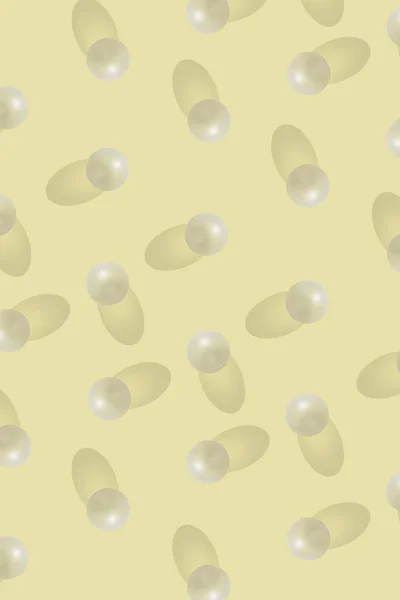 Білі Кульки Різними Нереальними Тінями Жовтому Тлі Нереальна Мінімальна Концепція — стокове фото