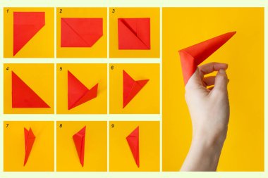 Özel basamaklar origami tırnağı, pençe. DIY kavramı.