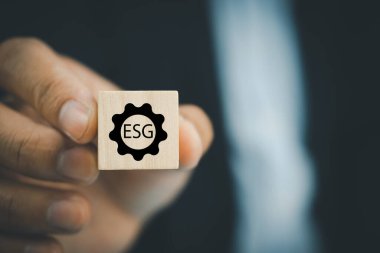 Ağ bağlantısında sürdürülebilir ve etik sektörde çevre, sosyal yönetim için ESG simgesi kavramı