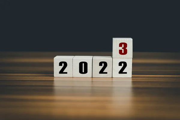 Деревянные Кубики 2022 2023 Концепт Бизнес Изменения Новому Успеху — стоковое фото