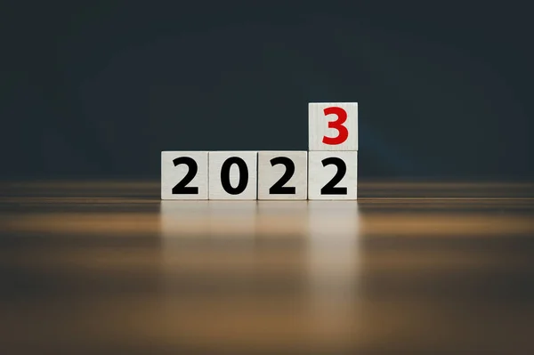 Деревянные Кубики 2022 2023 Концепт Бизнес Изменения Новому Успеху — стоковое фото
