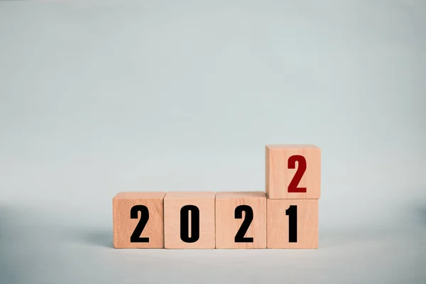 Cubos Madeira 2022 2023 Mudança Negócio Conceito Para Novo Sucesso — Fotografia de Stock