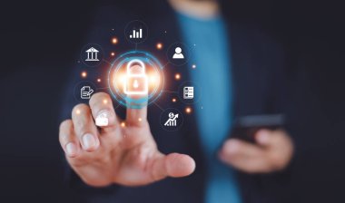 Kullanıcı giriş parmak izi taraması biyometrik tanımlama ile güvenlik erişimi sağlar. İş Teknolojisi Güvenliği İnternet Ağı Kavramı