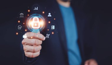 Kullanıcı giriş parmak izi taraması biyometrik tanımlama ile güvenlik erişimi sağlar. İş Teknolojisi Güvenliği İnternet Ağı Kavramı