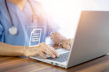 Dosyaları etkin bir şekilde yönetmek için bilgisayar Belge Yönetimi Sistemi (DMS), çevrimiçi belge veritabanı süreci otomasyonu kullanan doktor
