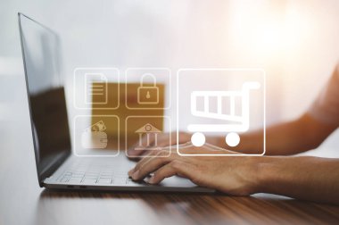Çevrimiçi dijital internet teknolojisi alışverişi akıllı yaşam, online alışveriş konsepti.
