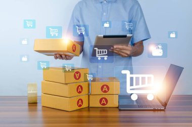 Çevrimiçi dijital internet teknolojisi alışverişi akıllı yaşam, online alışveriş konsepti.