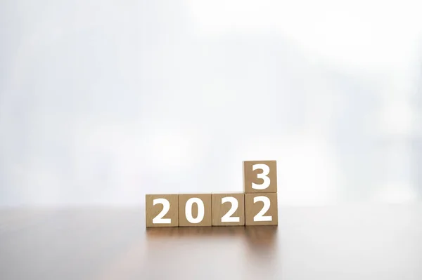 Cubo Madeira 2023 Conceito Plano Ano 2023 — Fotografia de Stock