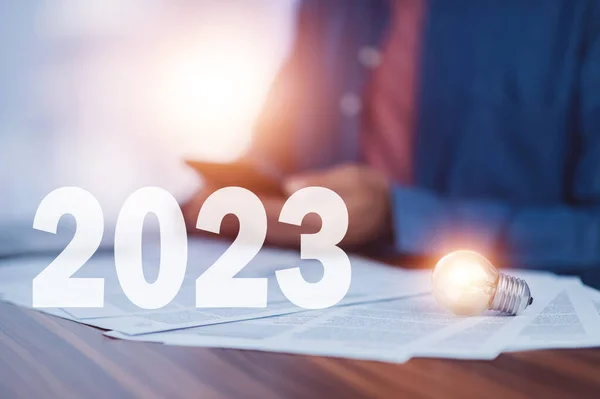 2023 Ideia Conceito Plano Negócios Plano Ano 2023 — Fotografia de Stock