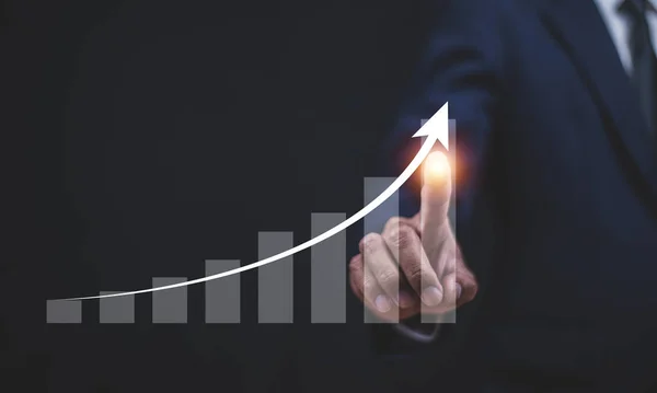 Businessman Visual Screen Business Development Success Growing Growth Concept — Stock Photo, Image