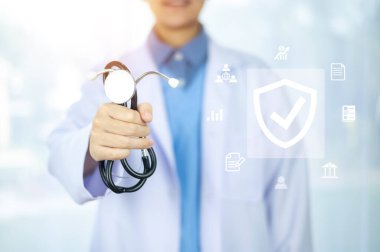 Sağlık sigortası konsepti, Doktor teknolojisi tıbbi sağlık sigortası konsepti, sağlık sigortası geçmişi