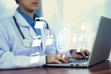 Dokümanlar kavramı, Doktor hastanede teknoloji tedavisi için bilgisayar bağlantısı sunucu tabanı hastasını kullandı.Dokümanlar konsept yönetimi
