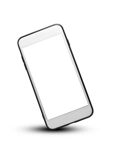 Smartphone Vit Bakgrund Klippbana Mobiltelefon Vit Bakgrund Telefon Isolerad Bakgrund — Stockfoto