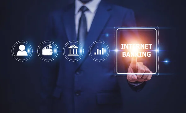 Mobile internet banking concept, Businessman using Mobile internet banking technology connection Mobile internet banking easy for technology smart life.