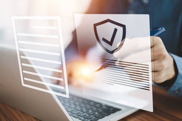 Цифровая подпись на безбумажном документе для концепции управления Document, Менеджер по управлению системой документирования бумажных данных.