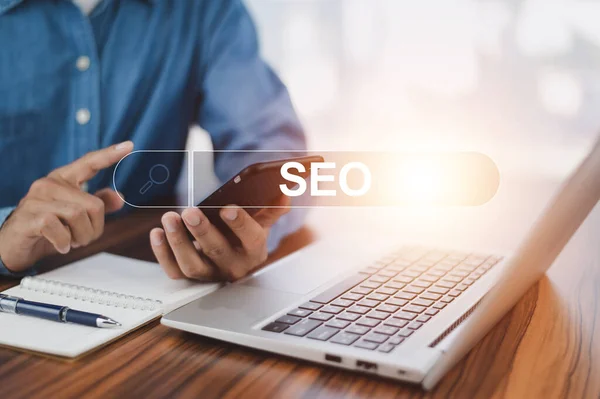 Seo Search Engine Optimization Concept Marketing Ranking Traffic Website Internet — Stock fotografie