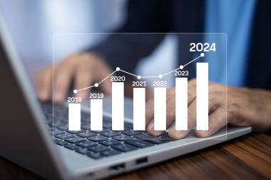 2024 konseptinde yıllık iş büyümesi, 2024 planı için grafiksel çizelgesi olan işadamı hedefine ulaştı. İş 2024 planı.