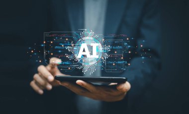 Yapay Zeka (Yapay Zeka) İş Planı pazarlama başarılı müşterilerinde yapay zeka yönetimi ve destek teknolojisi. Yapay zeka yönetim kavramı.