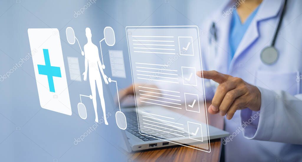Doctor healthcare sign concept. health care and medical treatment moderns technology. Doctor AI