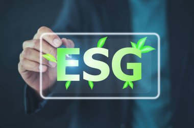 ESG Çevre Yönetimi İş Stratejisi Yatırım Konsepti İş adamı ESG geçmişi.