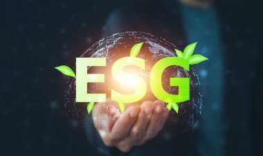 ESG Çevre Yönetimi İş Stratejisi Yatırım Konsepti İş adamı ESG geçmişi.