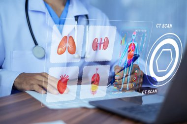 Dijital belge yönetimindeki veri tomografisi üzerinde Doktor Analizi. Doktor CT Tarama Konsepti.