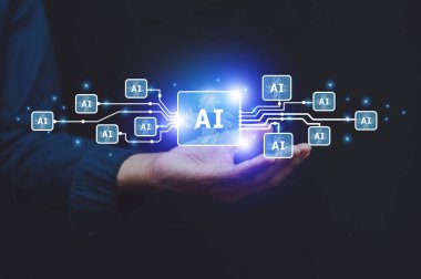 El ele tutuşmak yapay zeka kavramı.