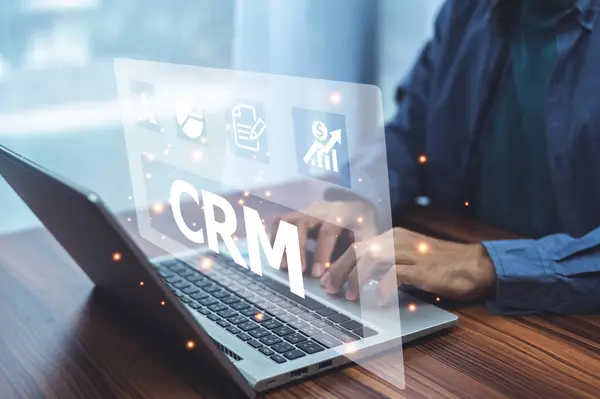 CRM Customer Relationship Management concept, Businessman using CRM software for business marketing, Customer management.