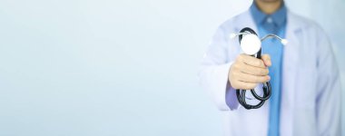 Doktor, steteskop, fotokopi, arka plan, sağlık hizmetleri tıbbi konsepti..