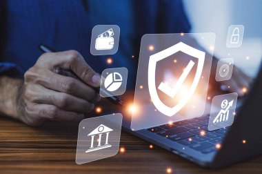 İş yapma riskini korumak için sigorta yatırımı. Risk yönetimi konsepti sigortası.