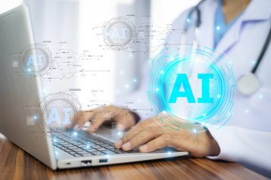 Doktor gelişmiş tanı, kişiselleştirilmiş tedavi planları, tıbbi veri analizi, klinik karar desteği ve sağlık hizmetleri yeniliği için yapay zeka teknolojisi kullanır..