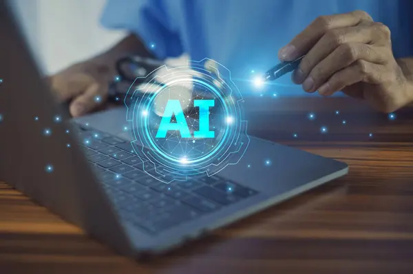 stock image Doctor using AI technology is revolutionizing the medical field by providing faster and more accurate diagnoses, personalized treatment plans, and improved patient outcomes.
