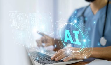 Doktorlar, akıllı yapay zeka sistemlerinin kontrolü altındaki hasta tedavi verilerini korumak ve organize etmek için yapay zeka teknolojisini kullanıyorlar. Tıbbi Veri Organizasyonu Yöneticisi.