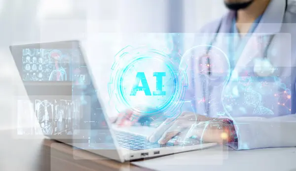 stock image AI technology, doctors can now diagnose diseases more accurately and provide personalized treatment plans for their. doctor use AI artificial intelligence.