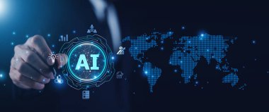 Yatırımcı, küresel piyasalardaki iş yatırımlarını analiz etmek, eğilimleri ve daha yüksek kazanç fırsatlarını belirlemek için yapay zeka teknolojisi ve makine öğrenme yazılımını kullanıyor. AI ticareti, yapay zeka teknolojisi.