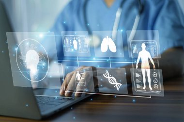 Doktor Yapay Zeka ve Yapay Zeka, gelecekteki arayüzlerdeki DNA ve organ verilerini görselleştirerek kişiselleştirilmiş sağlık hizmetlerini geliştirir..