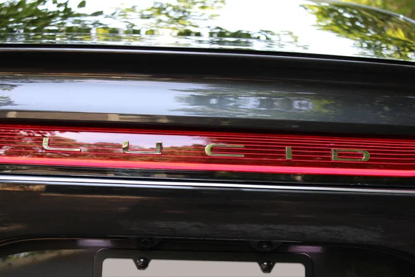 Розкішний Електричний Автомобіль Lucid Air Заднім Світлом — стокове фото