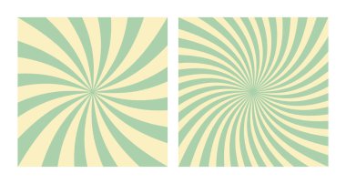 Bej arka planda iki soyut vektör yeşil sarmal desen seti. Yeşil Şahane Hipnotik Girdaplı Kare Posterler, Grunge Güneş Patlamaları