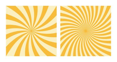 Sarı Arkaplanda Soyut Yeşil Sarmal Güneş Patlamaları, 2 Kare Poster