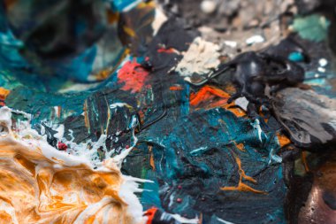 Soyut suluboya arka plan. Çok renkli desenli. Akrilik boya dokusu. Parlak yağ yüzeyi. Grunge boyalı duvar kağıdı. Grafiksel arka planlar. Yaratıcılık etkisi. Grafik illüstrasyon.