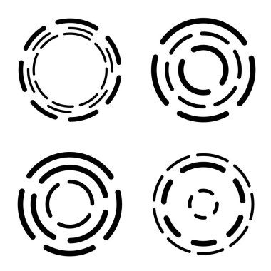 Bilim kurgu siyah çember kullanıcı arayüzü elementleri kümesi teknoloji fütüristik tasarım beyaz arkaplan vektör illüstrasyonunda modern yaratıcı.