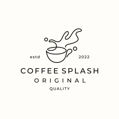 Coffee splash in cup line art logo design vector illustration clipart