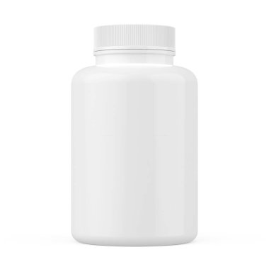 Beyaz plastik şişe takviye şişesi kapsül hapları şişesi.